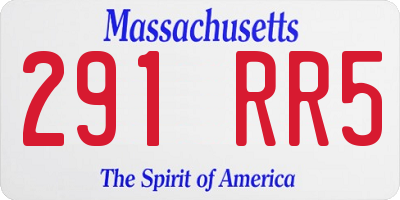 MA license plate 291RR5