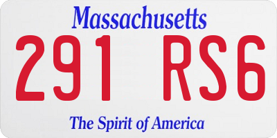 MA license plate 291RS6