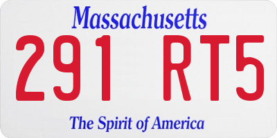 MA license plate 291RT5