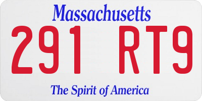 MA license plate 291RT9