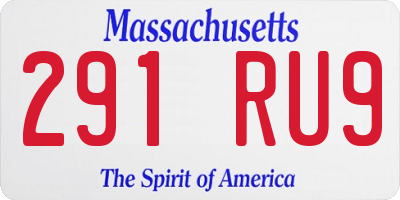 MA license plate 291RU9