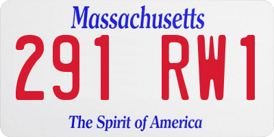 MA license plate 291RW1