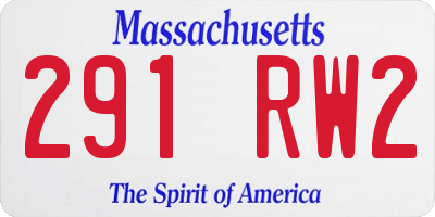 MA license plate 291RW2