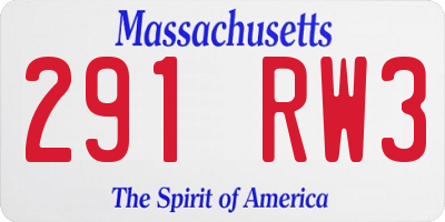 MA license plate 291RW3