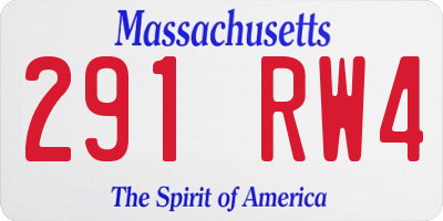MA license plate 291RW4
