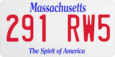 MA license plate 291RW5