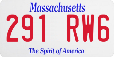 MA license plate 291RW6