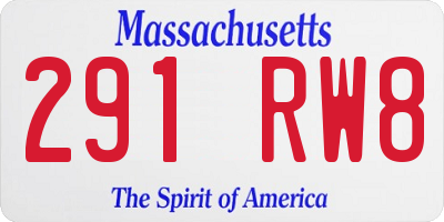 MA license plate 291RW8