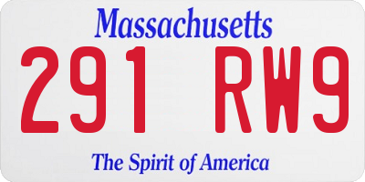 MA license plate 291RW9