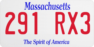 MA license plate 291RX3