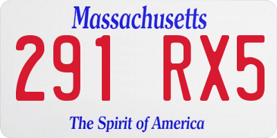 MA license plate 291RX5