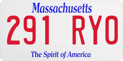 MA license plate 291RY0