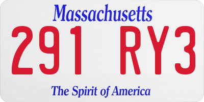 MA license plate 291RY3