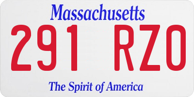 MA license plate 291RZ0