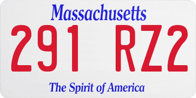 MA license plate 291RZ2