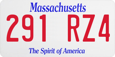 MA license plate 291RZ4