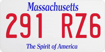 MA license plate 291RZ6