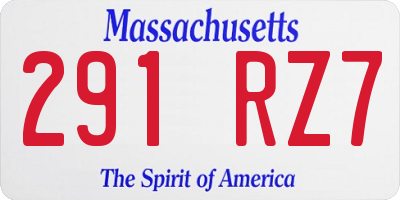 MA license plate 291RZ7