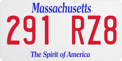 MA license plate 291RZ8