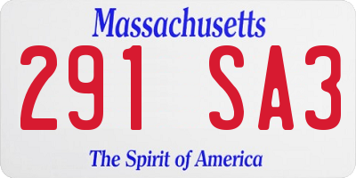 MA license plate 291SA3