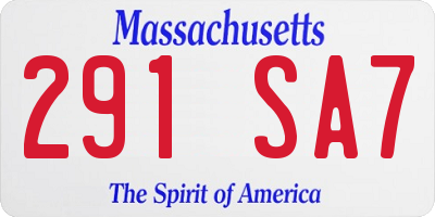MA license plate 291SA7