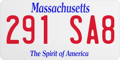 MA license plate 291SA8