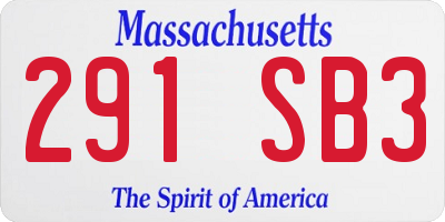 MA license plate 291SB3