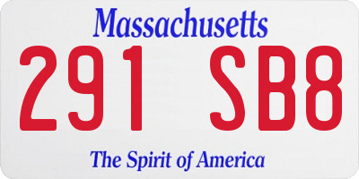 MA license plate 291SB8
