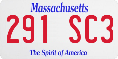 MA license plate 291SC3