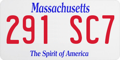 MA license plate 291SC7