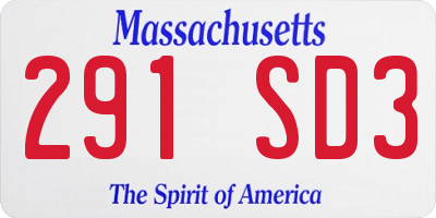 MA license plate 291SD3