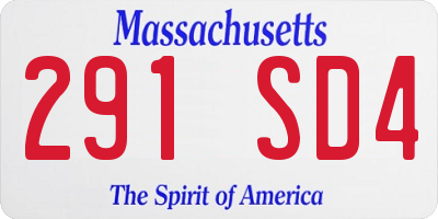 MA license plate 291SD4