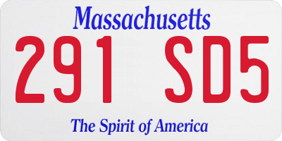 MA license plate 291SD5