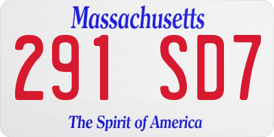 MA license plate 291SD7