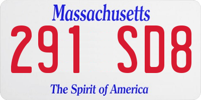 MA license plate 291SD8