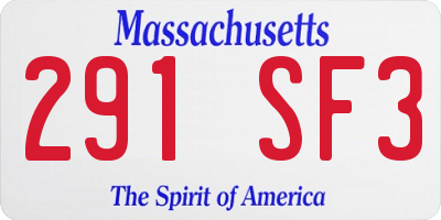 MA license plate 291SF3