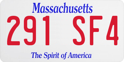 MA license plate 291SF4
