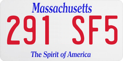 MA license plate 291SF5