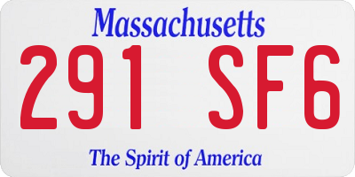 MA license plate 291SF6