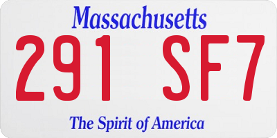 MA license plate 291SF7