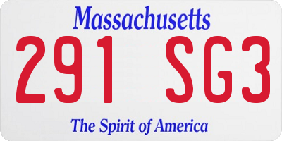 MA license plate 291SG3