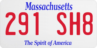 MA license plate 291SH8