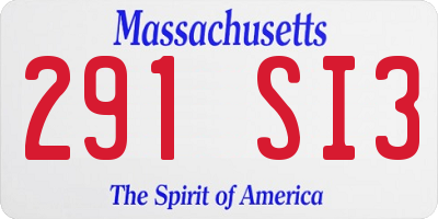 MA license plate 291SI3