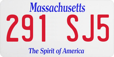 MA license plate 291SJ5