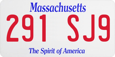 MA license plate 291SJ9