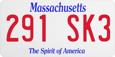 MA license plate 291SK3