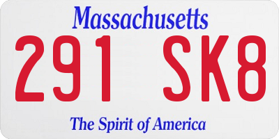 MA license plate 291SK8