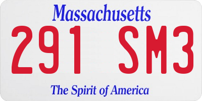 MA license plate 291SM3