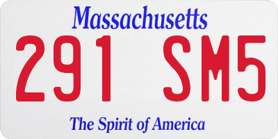 MA license plate 291SM5