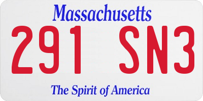 MA license plate 291SN3